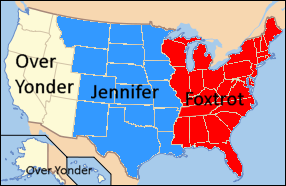 The three proposed regions of the USA